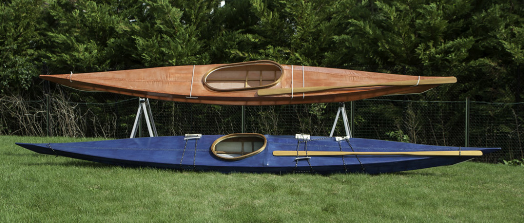 Two skin on frame kayaks
